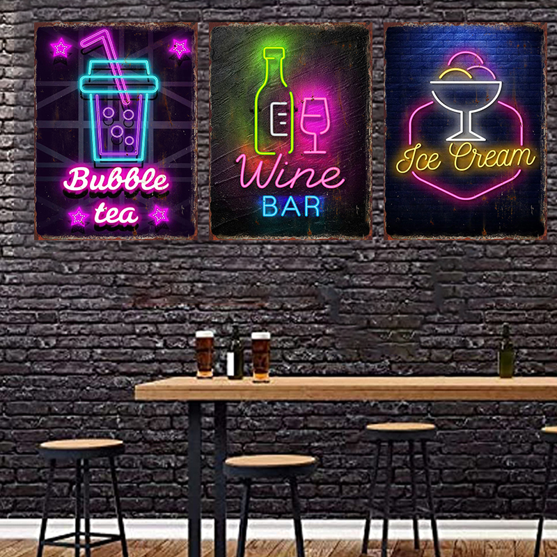Neon Beer Metal Tin Label Food – обзор и цена Wine Beer Food