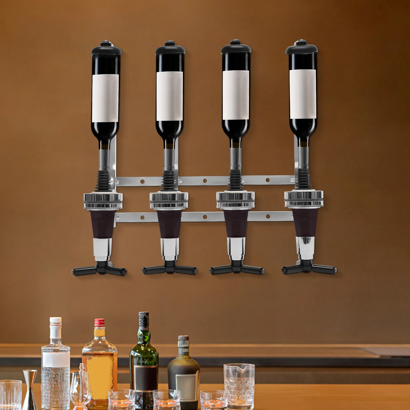 4-Bottle Wall Mount Liquor Dis – обзор и цена Wine To Beer Alcohol