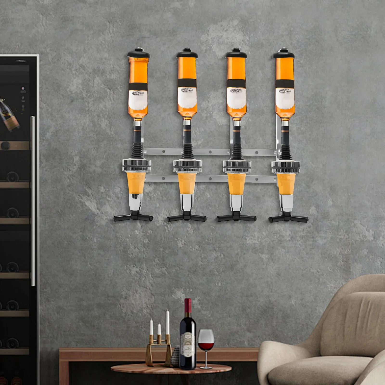 4-Bottle Wall Mount Liquor Dis – обзор и цена Wine To Beer Alcohol