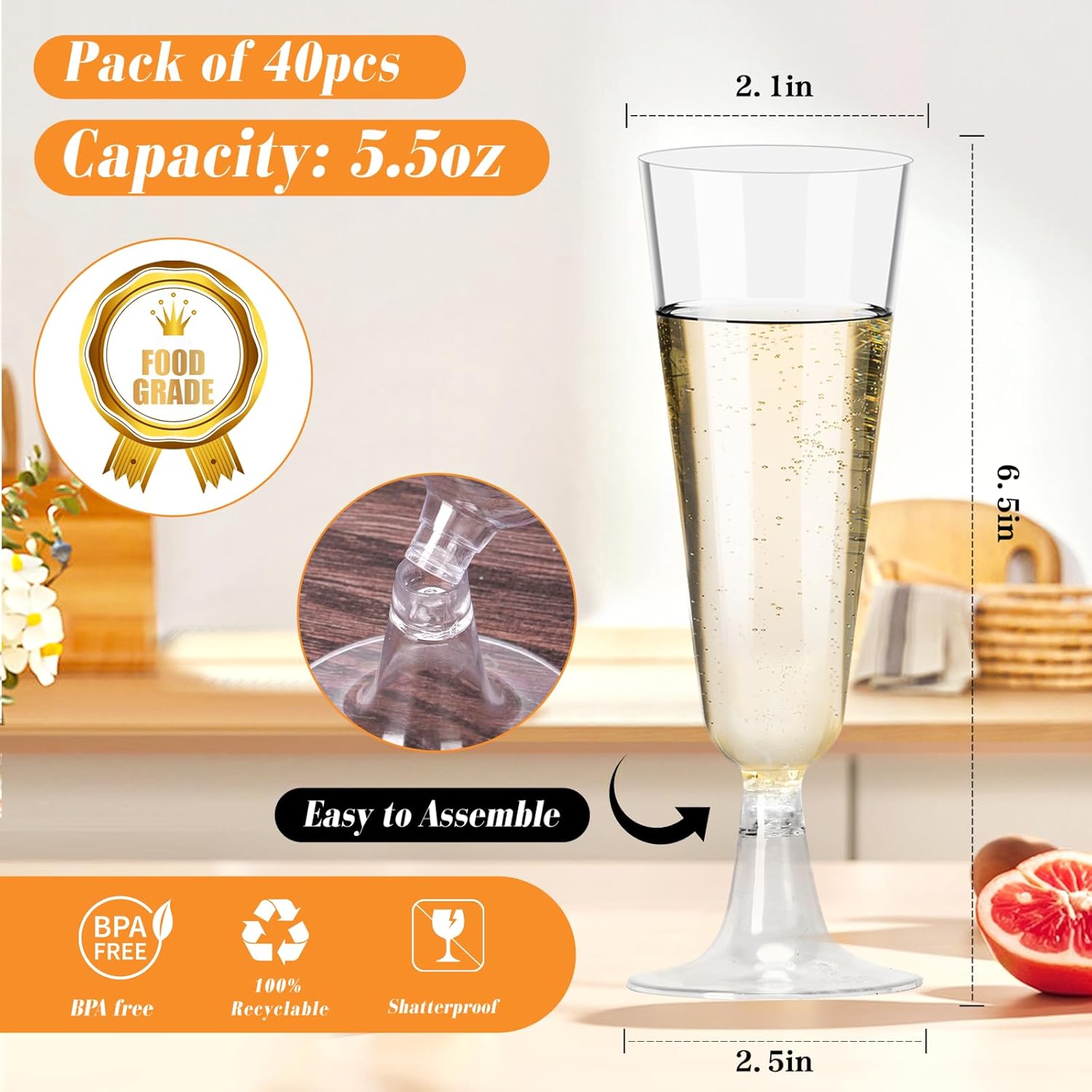 Plastic Champagne Flutes 40 Pa – обзор и цена Wine & Beer Packages